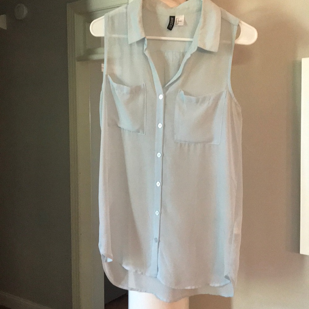 Baby blue H&M button up blouse